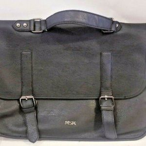 MSK Black Soft Leather Fold Over 14" Briefcase bag
